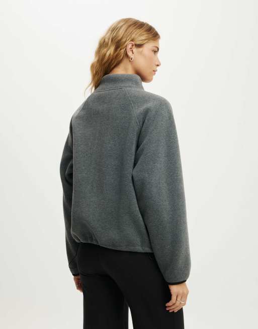 Cotton On Polar fleece raglan jacket in mid grey marle, 4 of 4