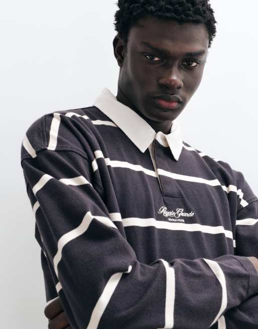 Cotton On polo a maniche lunghe squadrato a righe nere marcate, 4 di 5