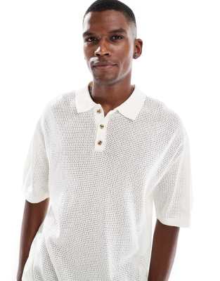 Cotton On - Polo en maille fine - Blanc cassé - view 1