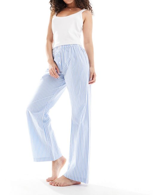 Cotton On poplin boyfriend boxer pyjama pants blue stripe 