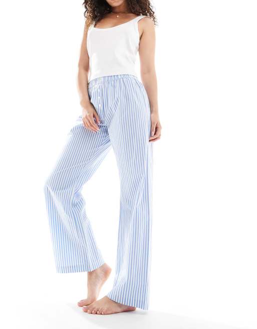 Cotton On poplin boyfriend boxer pyjama pants blue stripe 