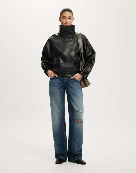 Cotton On Porter cropped trench in black - view 1