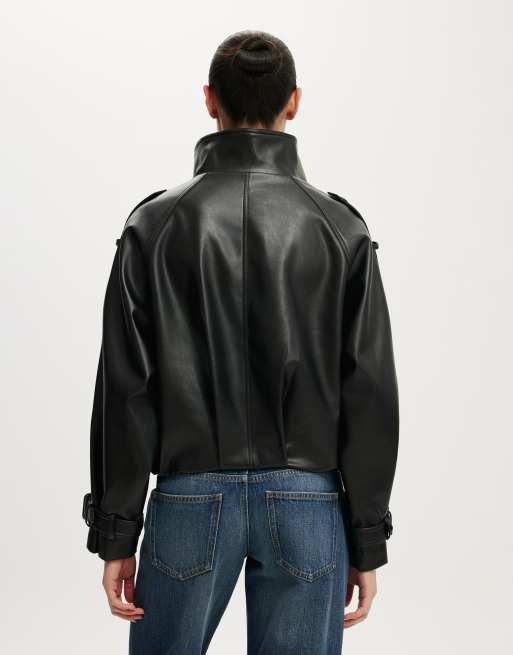 Cotton On Porter cropped trench in black, 4 of 4