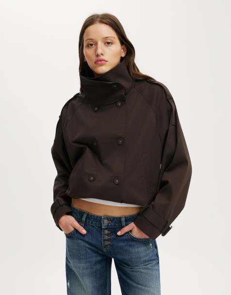 Cotton On Porter cropped trench in brown - view 1