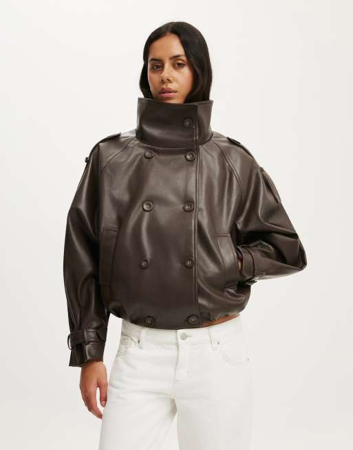 Cotton On Porter cropped trench in brown, 2 of 4