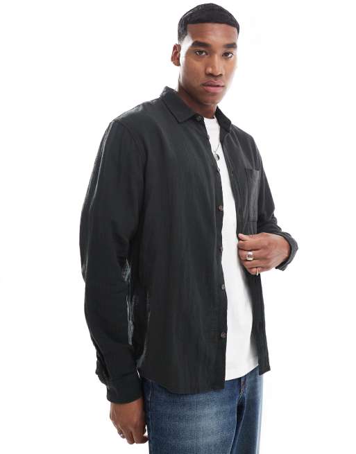 Cotton On Portland long sleeve shirt in black - BLACK