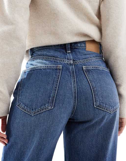 Cotton On - Posede jeans med vide ben og løse opsmøg i ren blå, 4 af 5