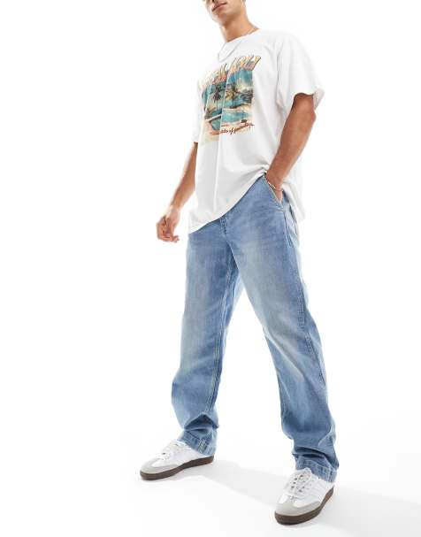 Cotton On - Posede tømrer-jeans i sølvblå - view 1