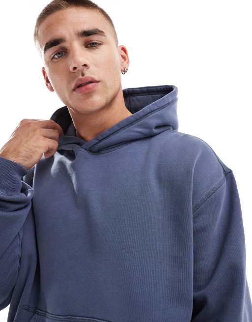 Cotton On premium cropped fit hoodie in dusty denim blue ASOS