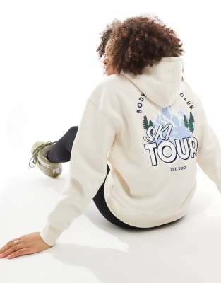 Cotton:on Cotton On Premium Graphic Hoodie With Ski Graphic In Neutral