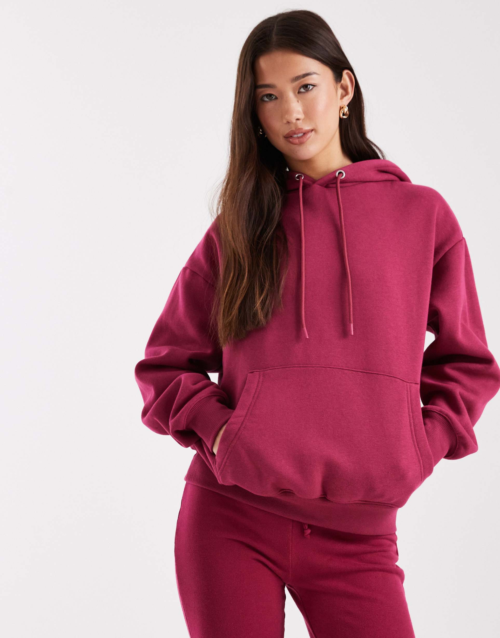 cotton on premium oversized hoodie in washed dark lotus - part of a set