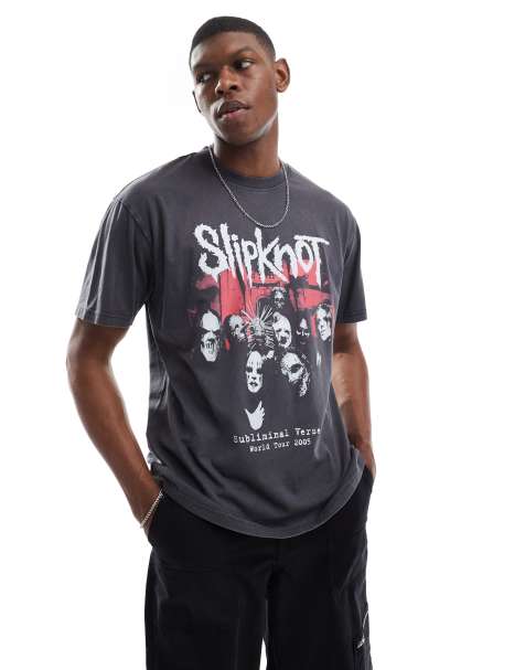 Cotton On Premium – Szary T-shirt o luźnym kroju z grafiką Slipknot - view 1
