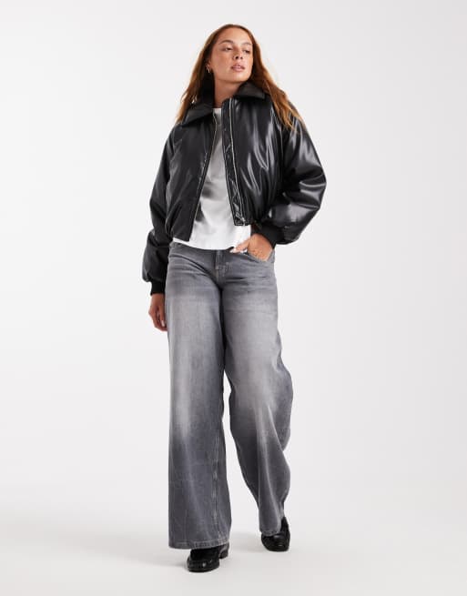 Cotton On – Puffer-Jacke aus Kunstleder in Schwarz, 2 von 4