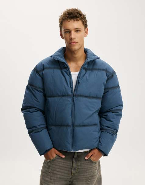 Cotton On puffer jacket in smoke blue - view 1
