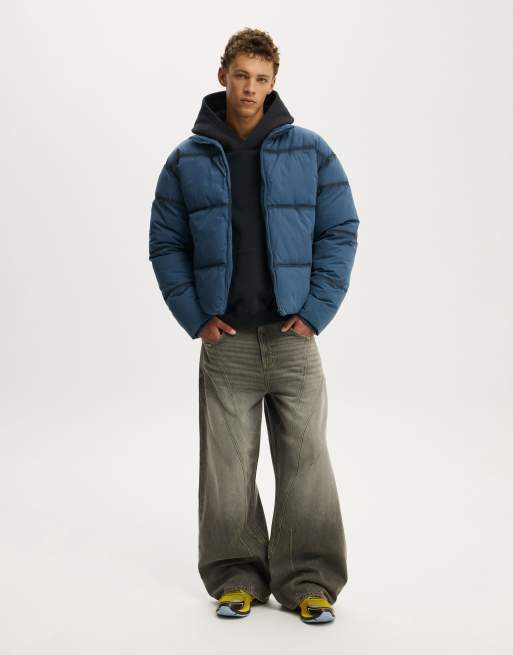 Cotton On puffer jacket in smoke blue, 2 of 4