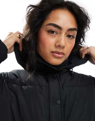 Cotton On Puffer Jacket With Removable Hood In Black