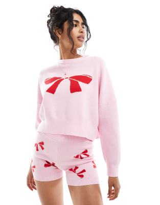 Pull d'ensemble original en maille  carreaux et naud - Cotton On - Modalova