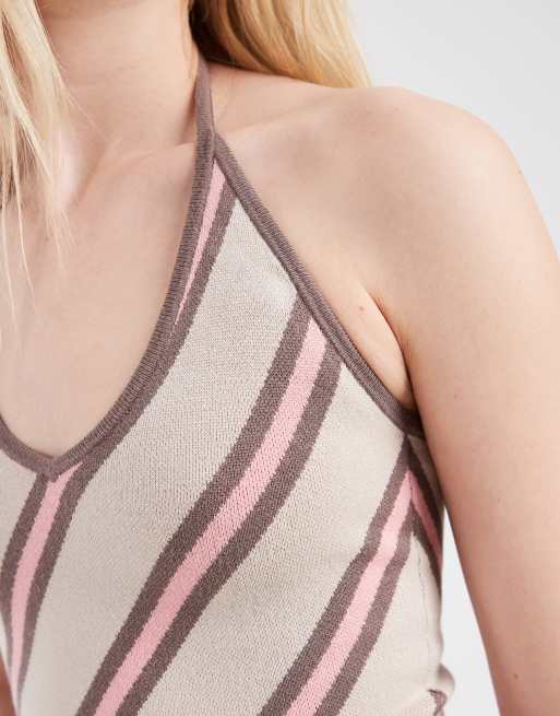Cotton On - Pull dos nu en maille à bords contrastants et rayures - Coucher de soleil, 3 de 4