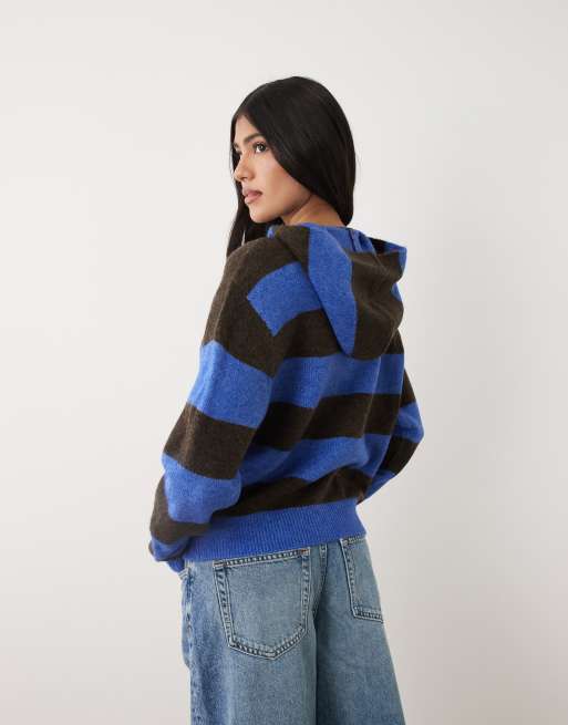Cotton On - Pull en maille à capuche style sport à rayures - Cobalt, 4 de 4