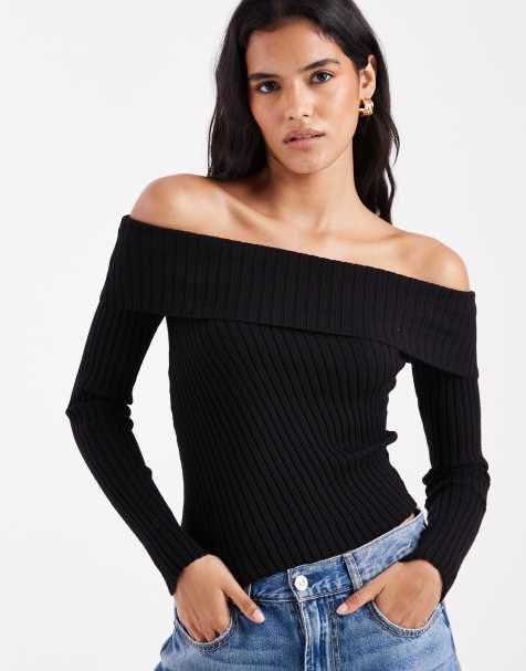 Cotton On - Pull en maille de qualité supérieure à épaules dénudées - Noir - view 1