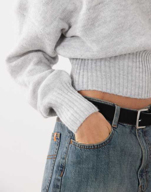 Cotton On - Pull luxueux ample en maille à épaules dénudées et manches longues - Gris chiné, 4 de 4