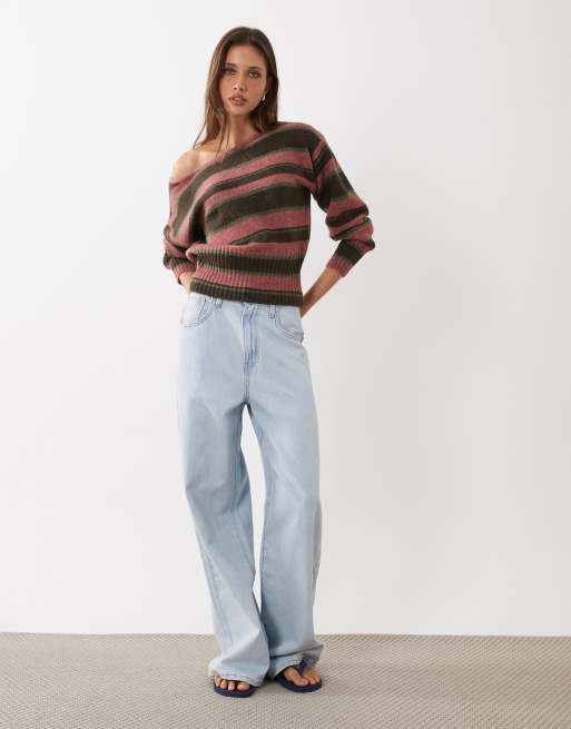 Cotton On - Pull luxueux en maille à manches longues et épaules dénudées avec rayures - Multicolore, 2 de 4