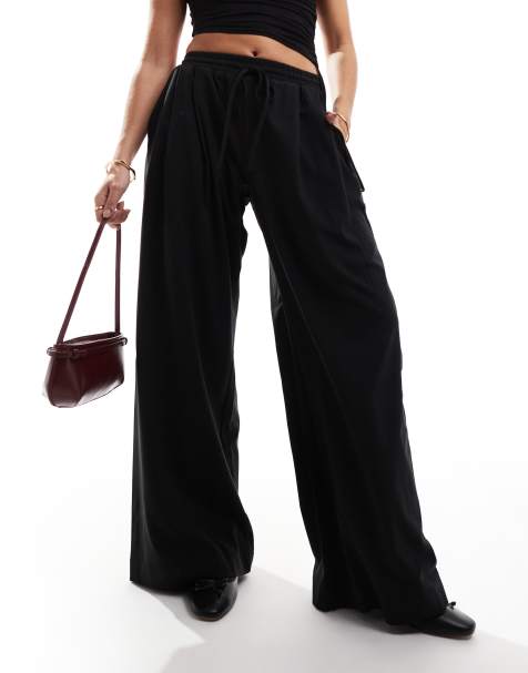 Cotton On pull on pants in black pinstripe - view 1