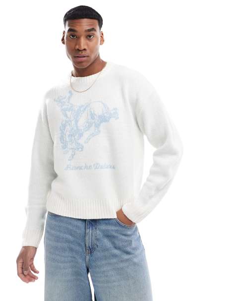 Cotton On - Pull ras de cou en maille à motif western - Crème - view 1