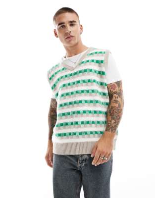 Cotton On - Pull sans manches vintage en maille - Multicolore