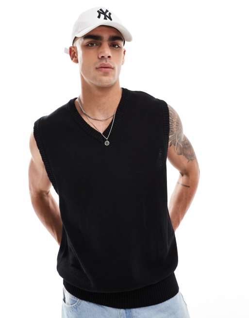 Cotton On pullover vintage knitted vest in black