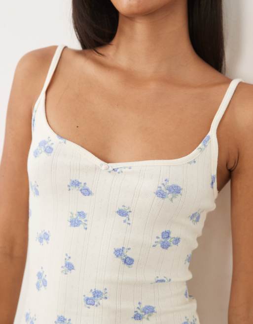 Cotton On Pyjama-Camisole mit Pointelle und weite Hose mit Blumenmuster, 4 von 4