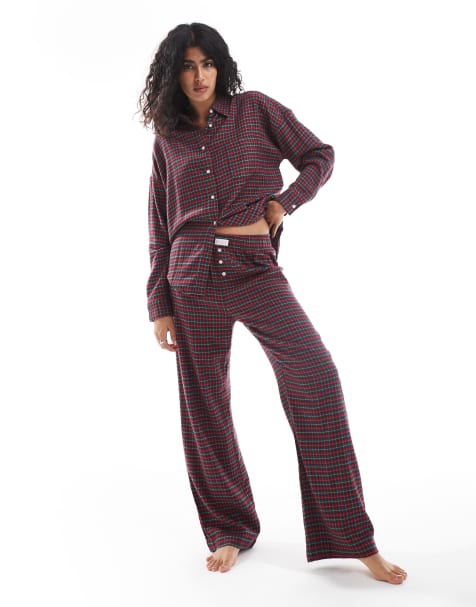 Cotton On pyjama flannel boyfriend boxer pant in red check - view 1