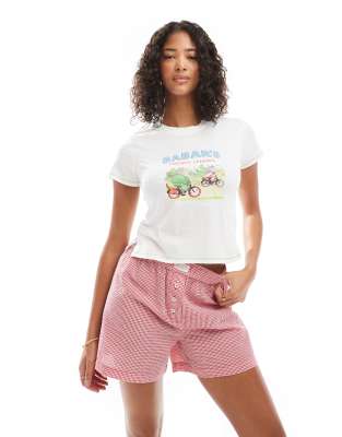 Cotton On - Pyjama im Stil der 90er mit „Babar's French Lesson"-Grafik-Grau