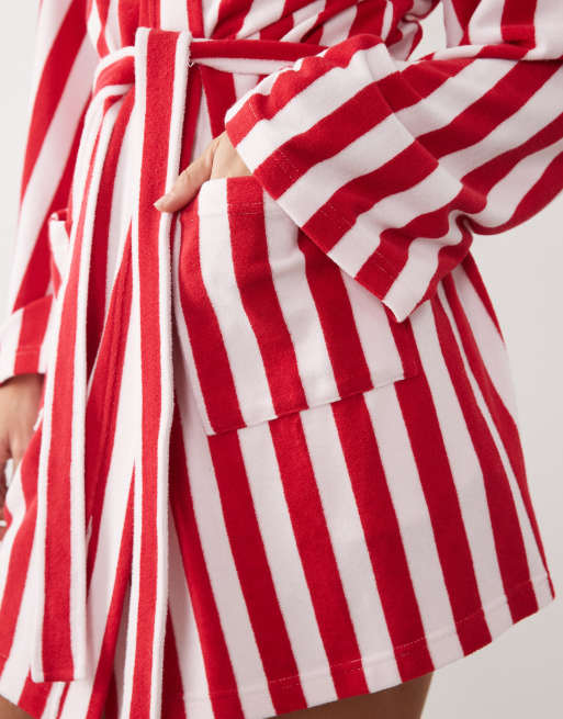 Cotton On pyjama robe in pink and cherry stripe, 3 of 4