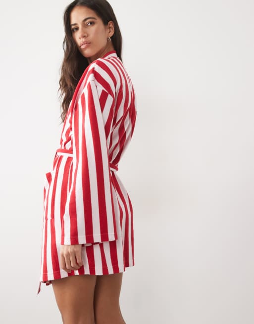 Cotton On pyjama robe in pink and cherry stripe, 4 of 4