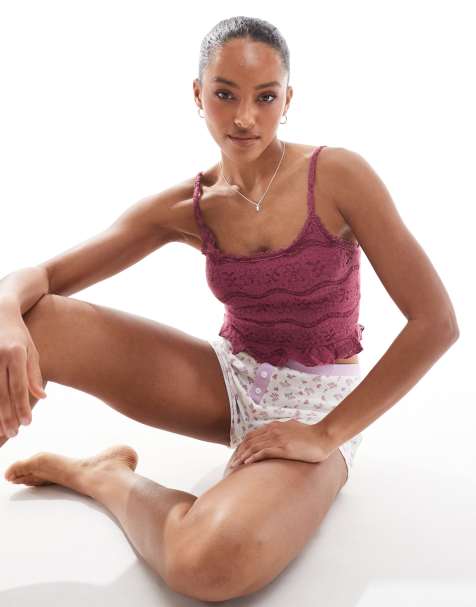 Cotton On pyjama textured super soft cami top in boysenberry - view 1
