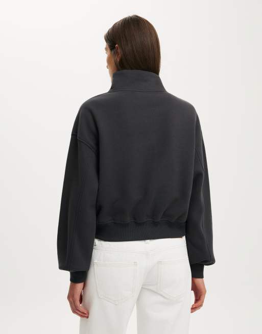 Cotton On Quarter zip sweatshirt in charcoal, 4 of 4