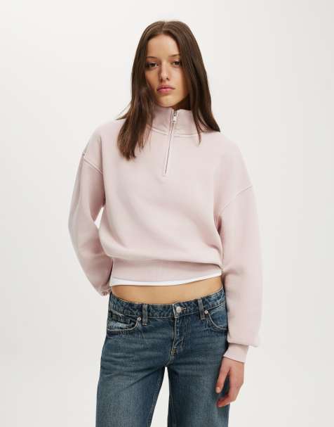 Cotton On Quarter zip sweatshirt in pink - view 1