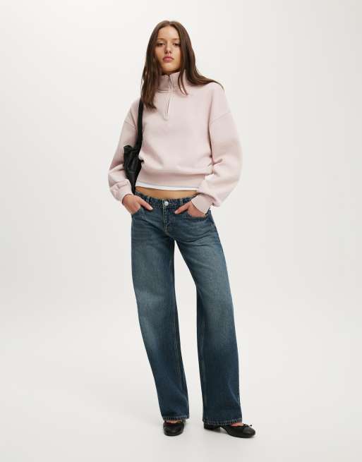 Cotton On Quarter zip sweatshirt in pink, 2 of 4