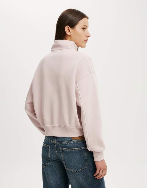 Cotton On Quarter zip sweatshirt in pink, 4 of 4