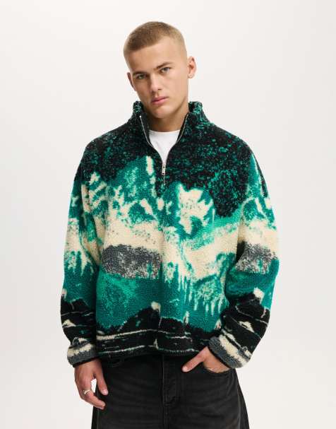 Cotton On Quarter zip teddy fleece in multi - view 1