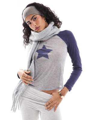 Cotton:On Cotton On raglan long sleeve top with star graphic-Navy