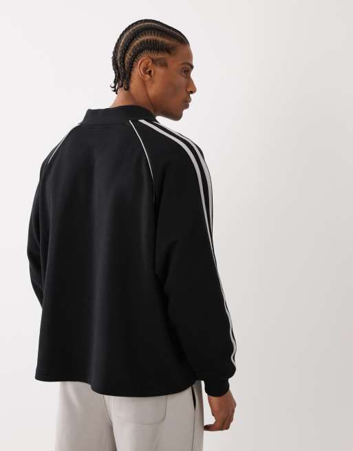 Cotton On raglan polo fleece in black, 3 of 5
