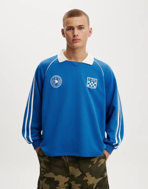 Cotton On Raglan polo fleece in blue - view 1