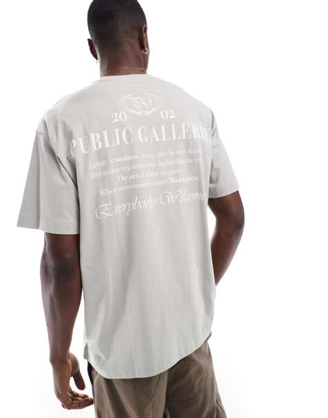 Cotton On - Recht T-shirt met grafische print in rookgrijs - view 1