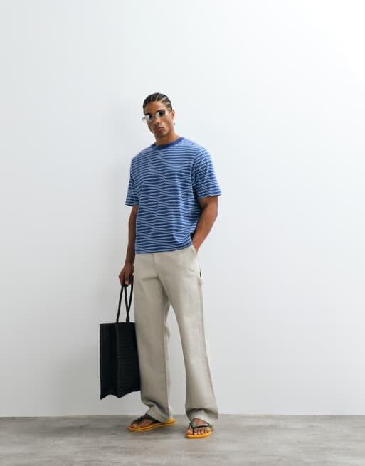 Cotton On - Recht T-shirt met strepen in blauw, 3 van 5
