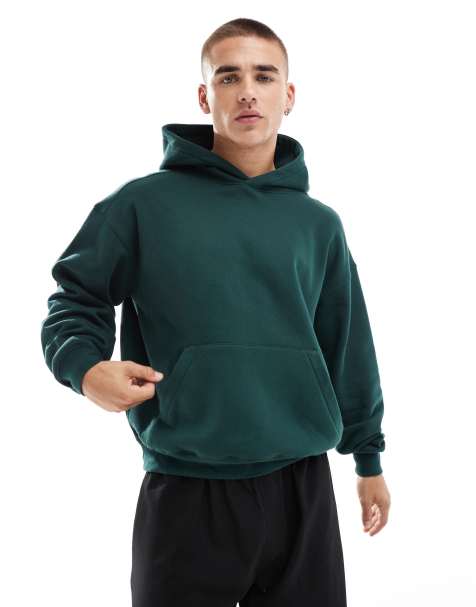 Cotton On - Rechte hoodie zonder sluiting in dennengroen - view 1