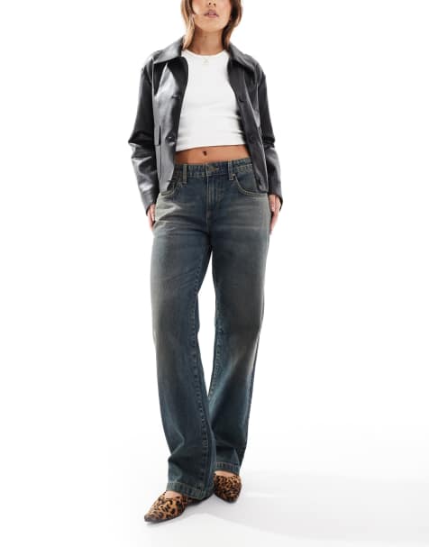 Cotton On - Rechte jeans met lage taille in blauw - view 1