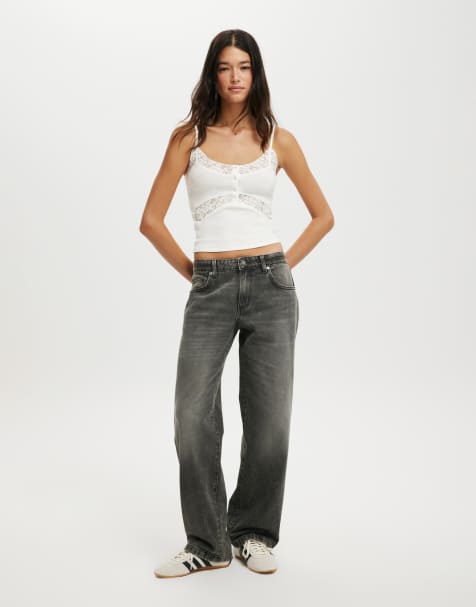 Cotton On - Rechte jeans met lage taille in blauw - view 1