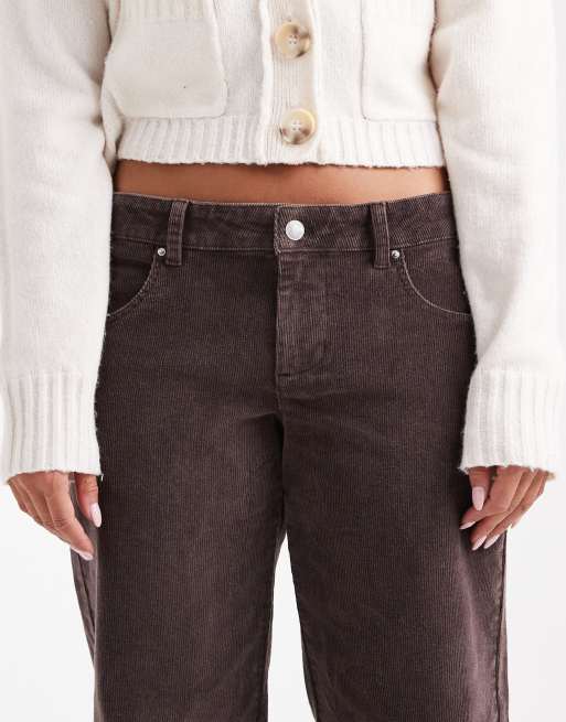 Cotton On - Rechte jeans van corduroy met lage taille in bruin, 3 van 5